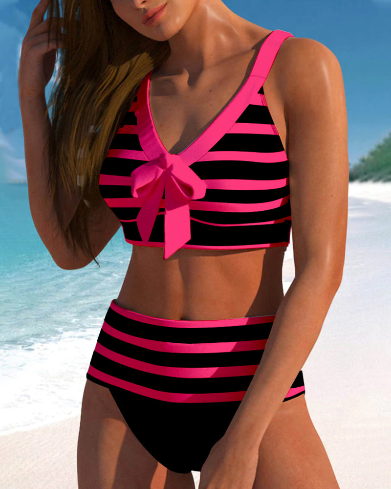 Laluna® | Striped High-Waisted Bikini