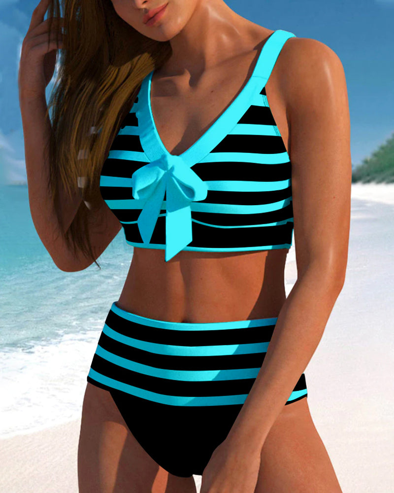 Laluna® | Striped High-Waisted Bikini
