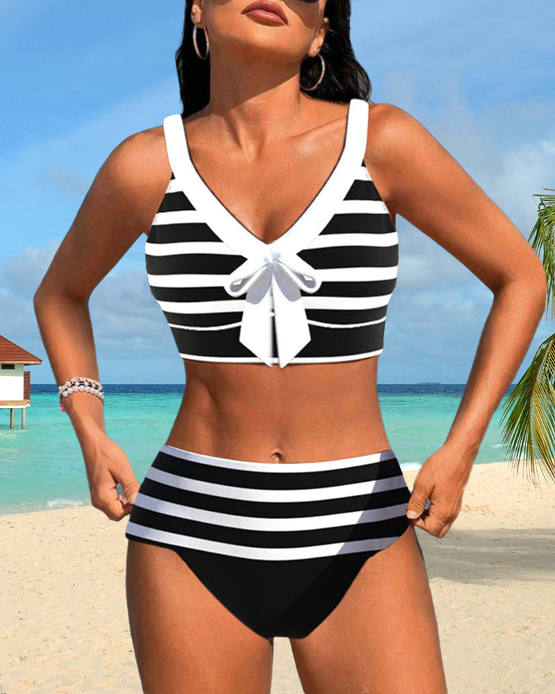 Laluna® | Striped High-Waisted Bikini