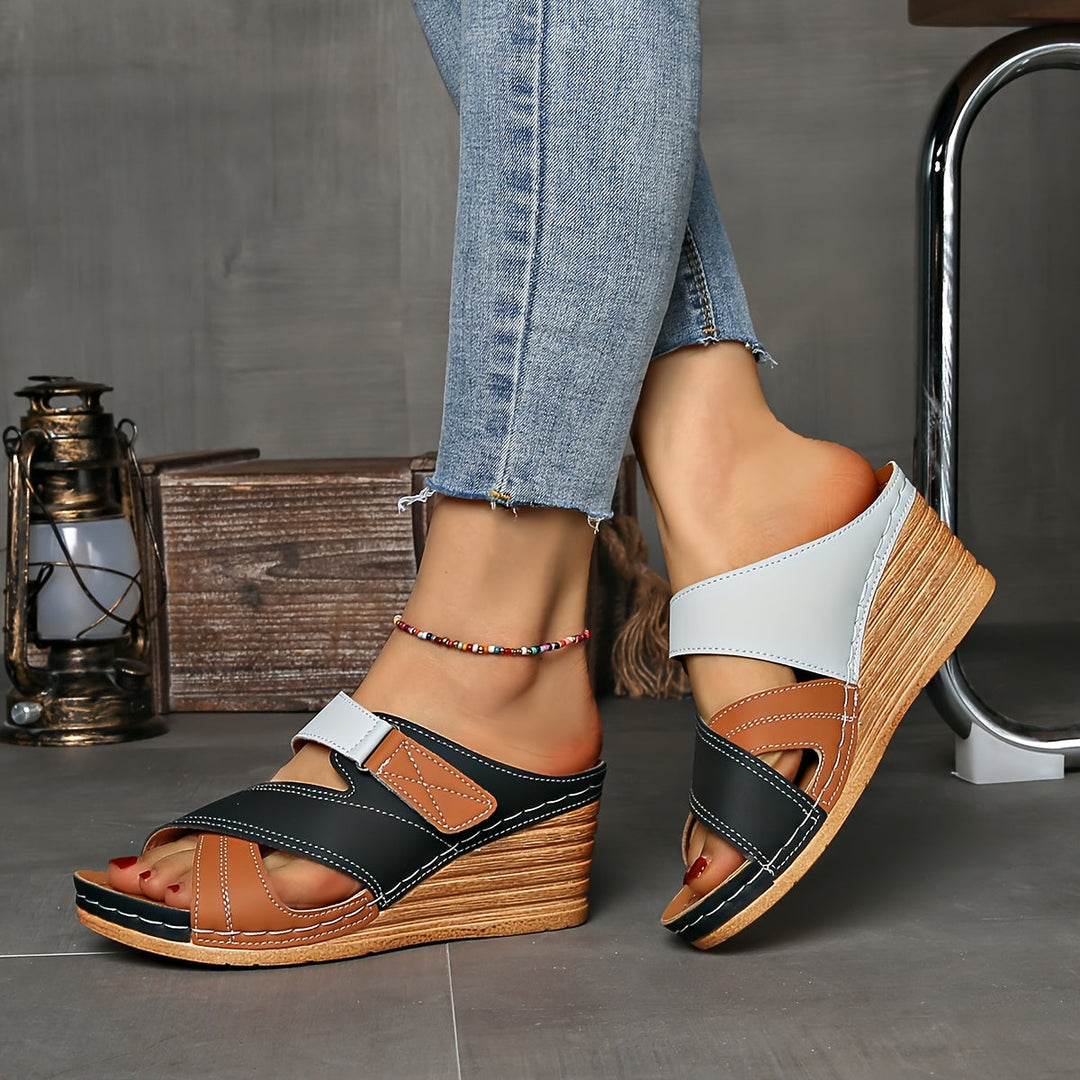Marina Colourblock Wedge Slides - Comfortable Sandals