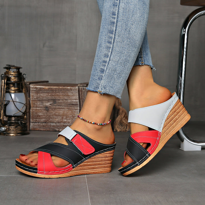 Marina Colourblock Wedge Slides - Comfortable Sandals