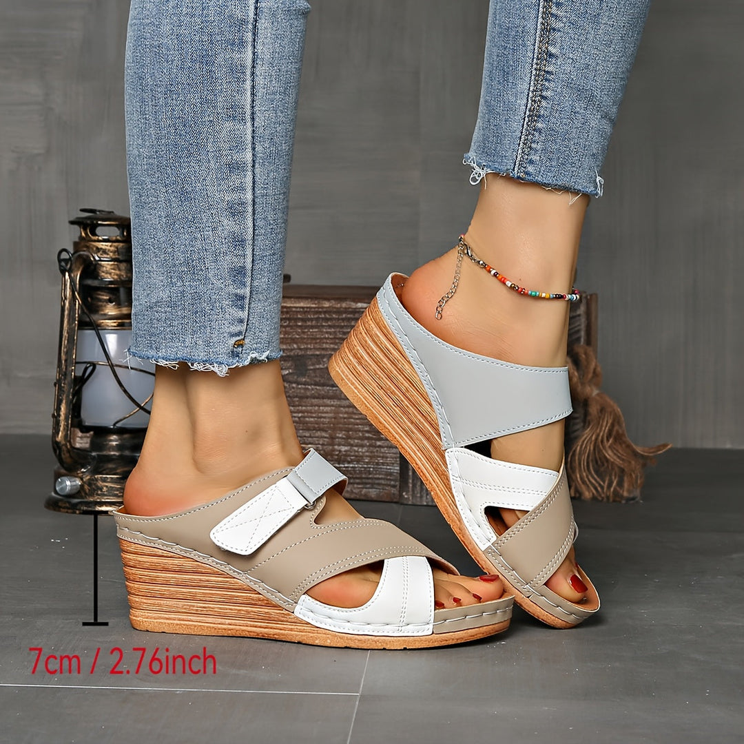 Marina Colourblock Wedge Slides - Comfortable Sandals