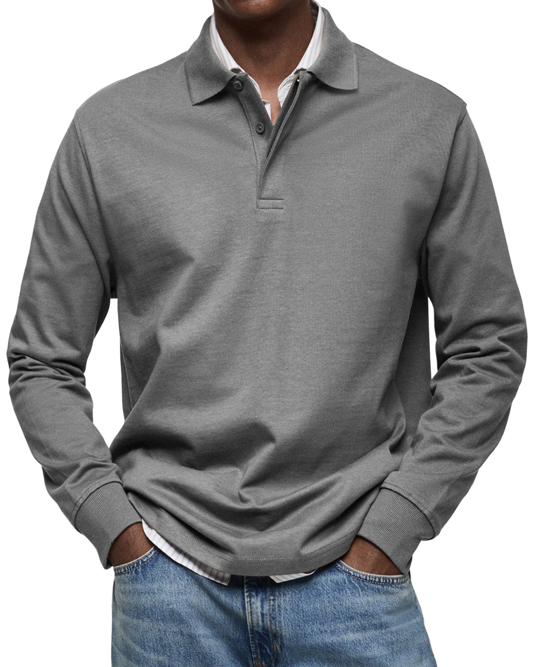 ALJUR - Relaxed Fit Long Sleeve Polo