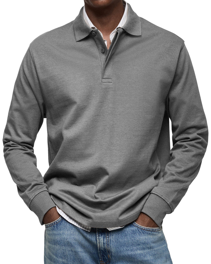 ALJUR - Relaxed Fit Long Sleeve Polo