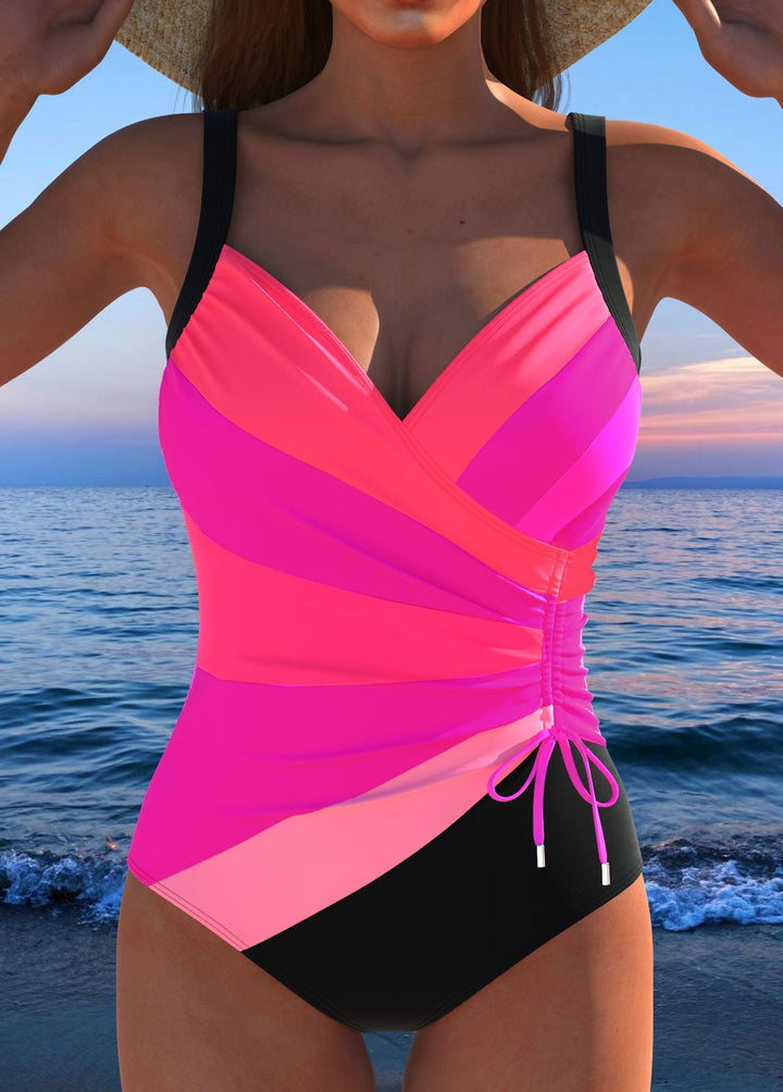 Luxe Surplice Swimsuit with Colourful Print