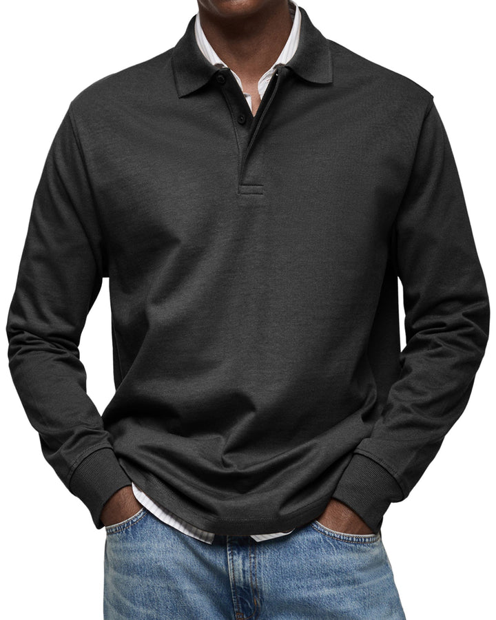 ALJUR - Relaxed Fit Long Sleeve Polo