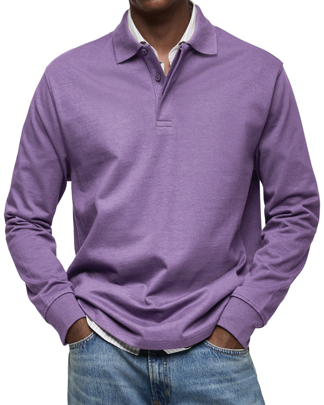 ALJUR - Relaxed Fit Long Sleeve Polo