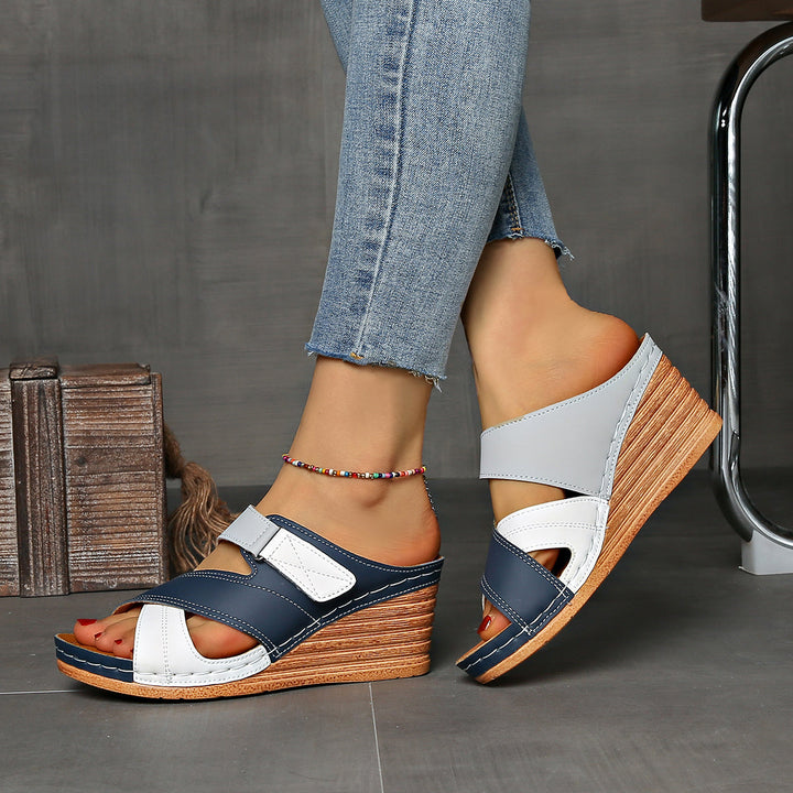 Marina Colourblock Wedge Slides - Comfortable Sandals