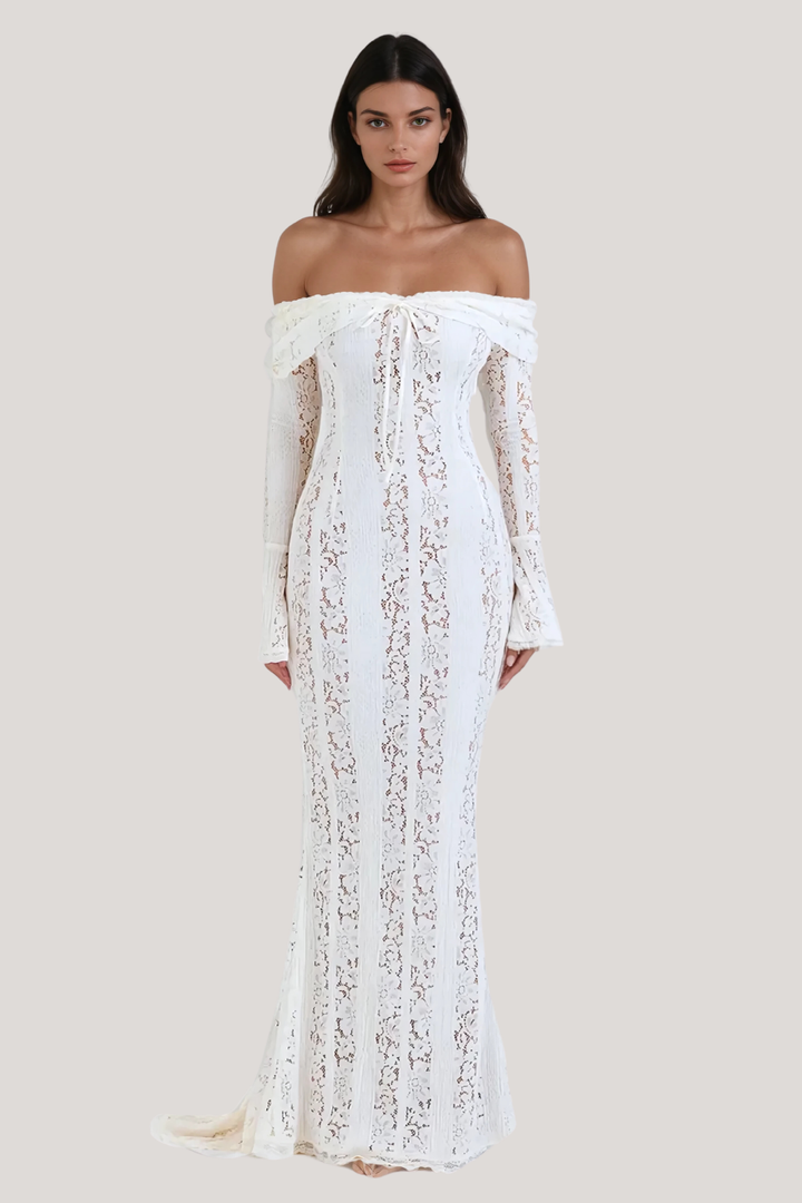 BB™ | Lace Off Shoulder Cutout Maxi Dress