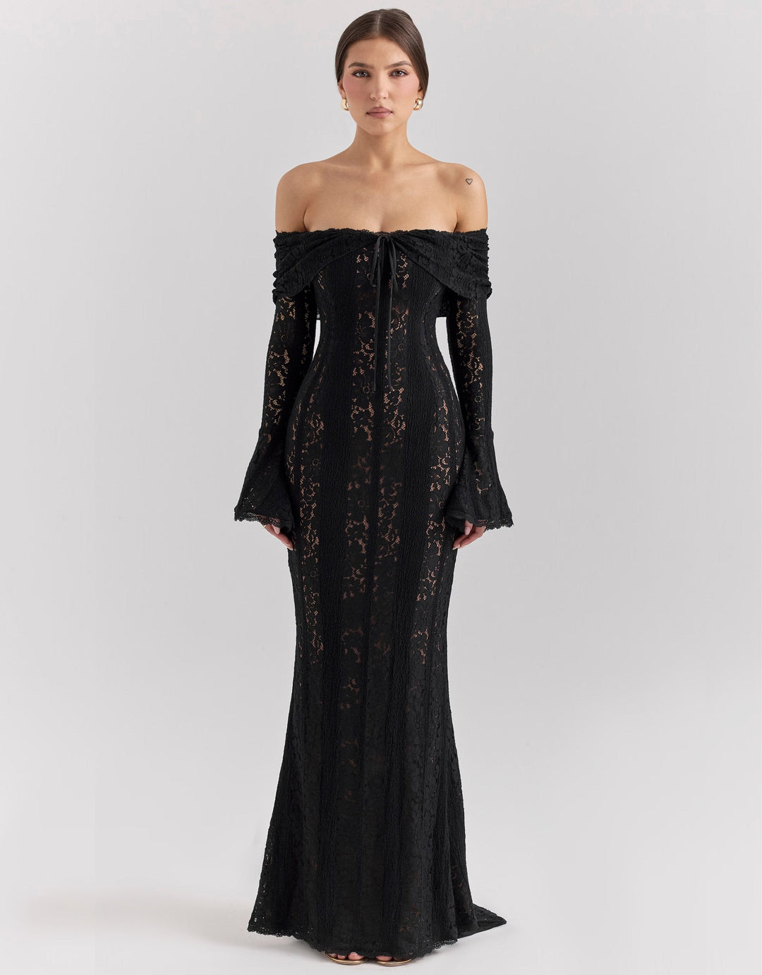 BB™ | Lace Off Shoulder Cutout Maxi Dress