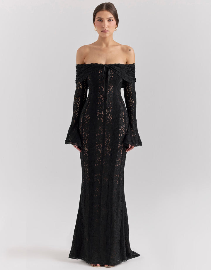 BB™ | Lace Off Shoulder Cutout Maxi Dress