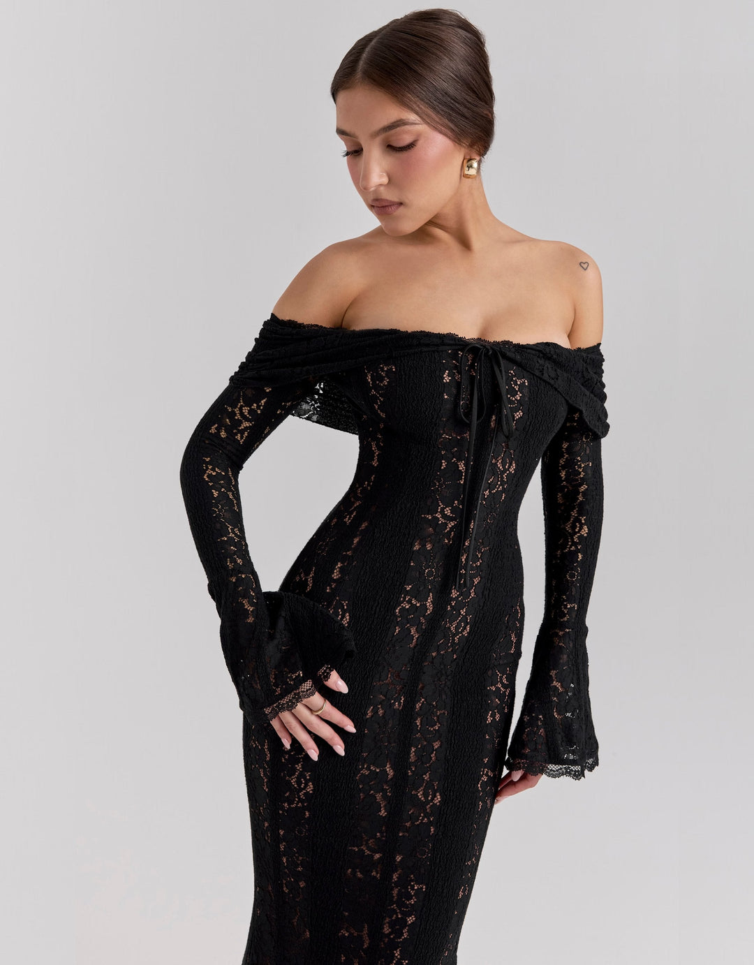 BB™ | Lace Off Shoulder Cutout Maxi Dress