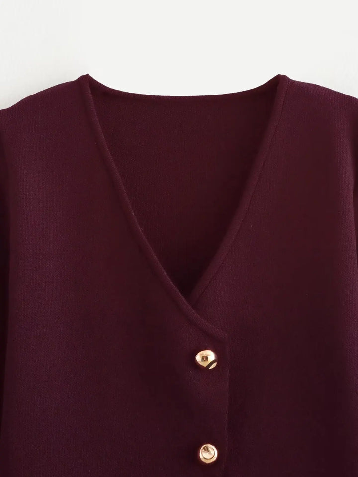 BB™ | Vintage Golden Button V-Neck Sweater