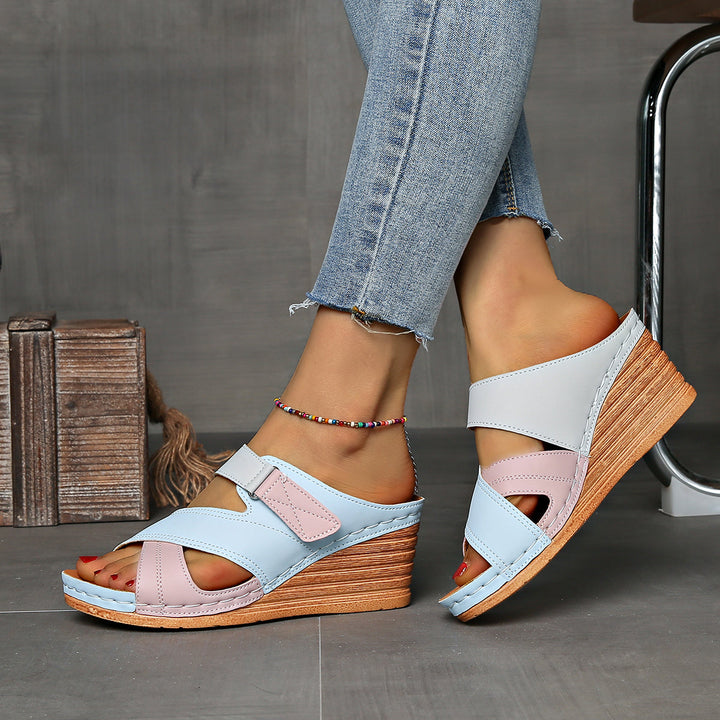 Marina Colourblock Wedge Slides - Comfortable Sandals