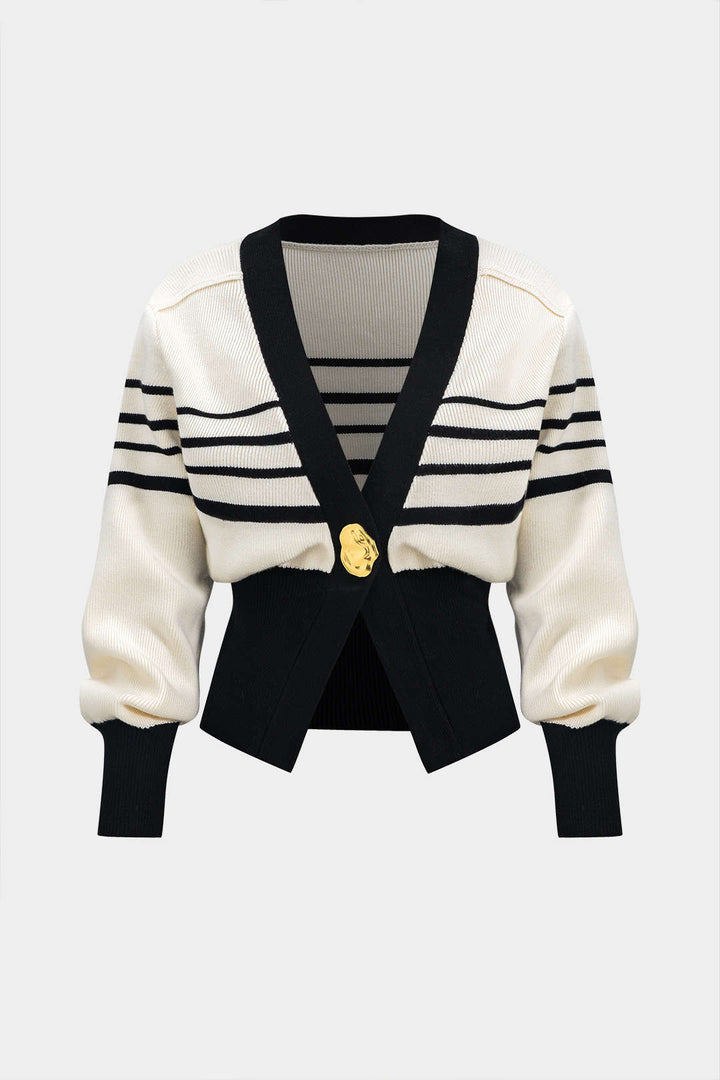 BB™ | Contrast Knit Metallic Button Cardigan