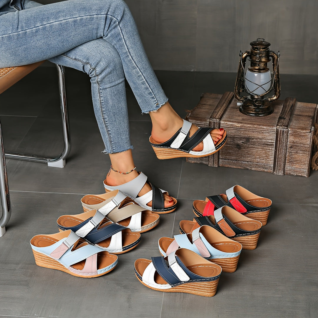 Marina Colourblock Wedge Slides - Comfortable Sandals