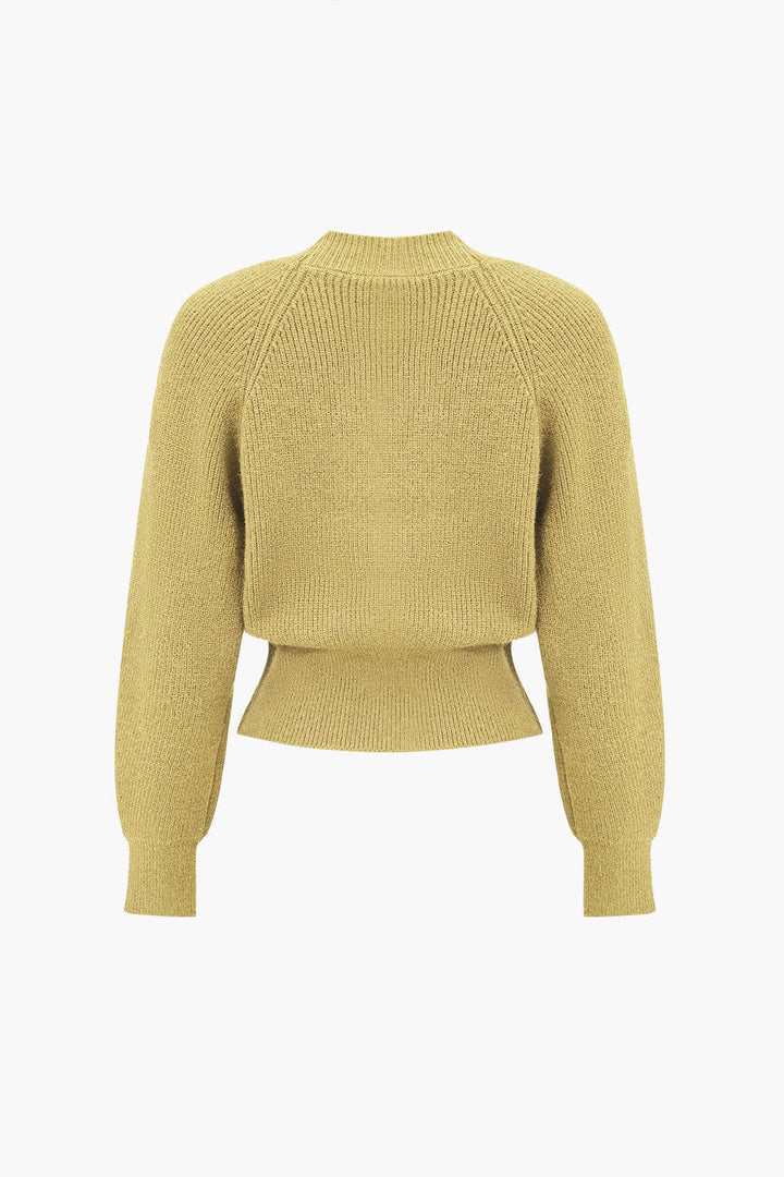 BB™ | Solid Knit Button V-neck Long Sleeve Cardigan