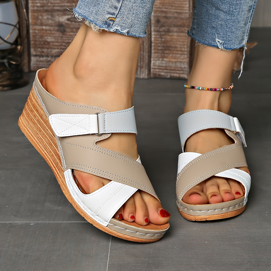 Marina Colourblock Wedge Slides - Comfortable Sandals