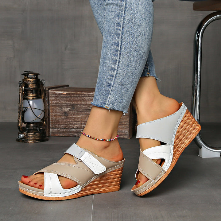 Marina Colourblock Wedge Slides - Comfortable Sandals