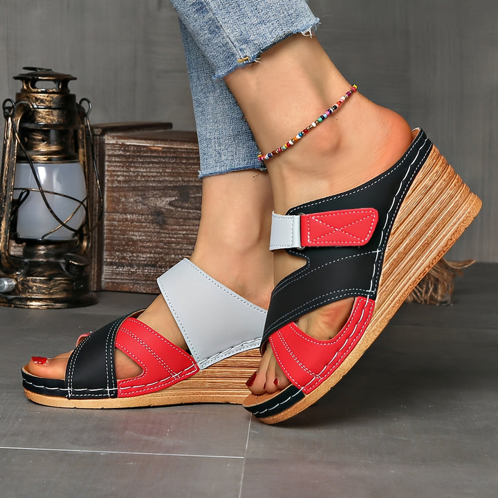 Marina Colourblock Wedge Slides - Comfortable Sandals