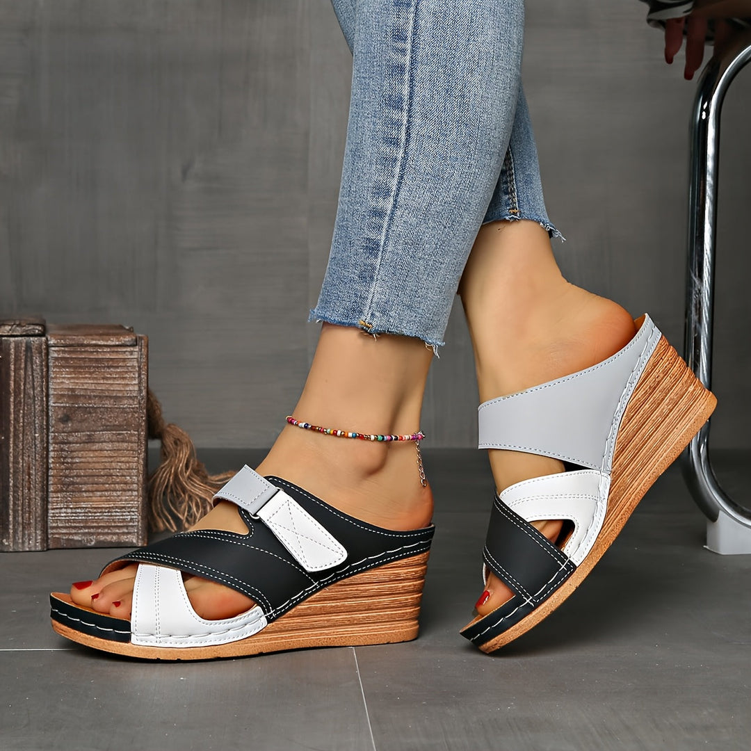 Marina Colourblock Wedge Slides - Comfortable Sandals