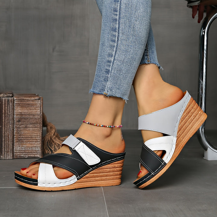 Marina Colourblock Wedge Slides - Comfortable Sandals