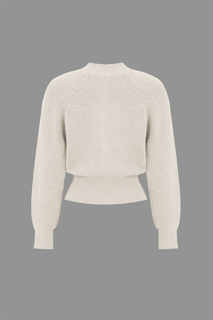 BB™ | Solid Knit Button V-neck Long Sleeve Cardigan