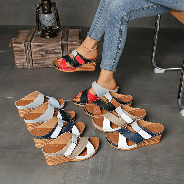 Marina Colourblock Wedge Slides - Comfortable Sandals