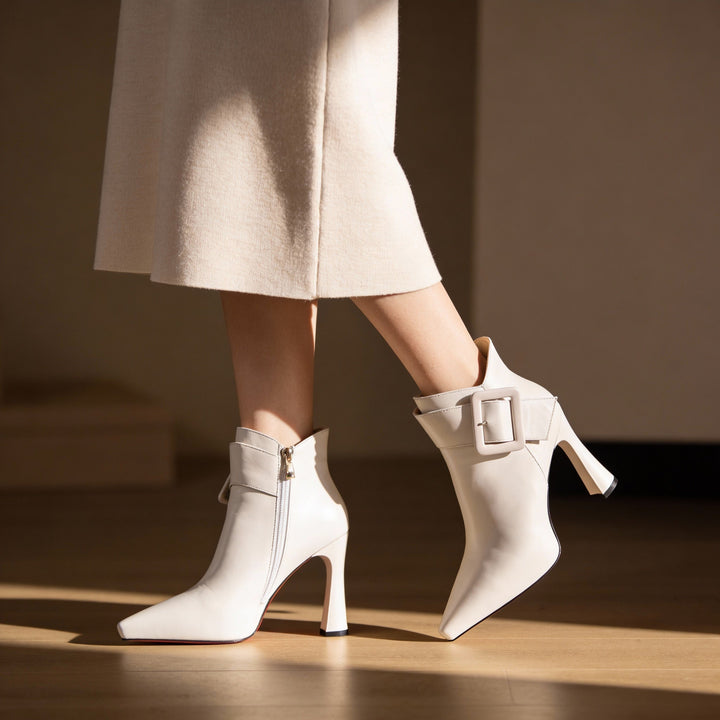 Marley | Heeled Ankle Boots with Oversized Buckle