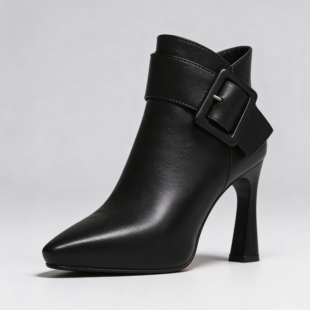 Marley | Heeled Ankle Boots with Oversized Buckle