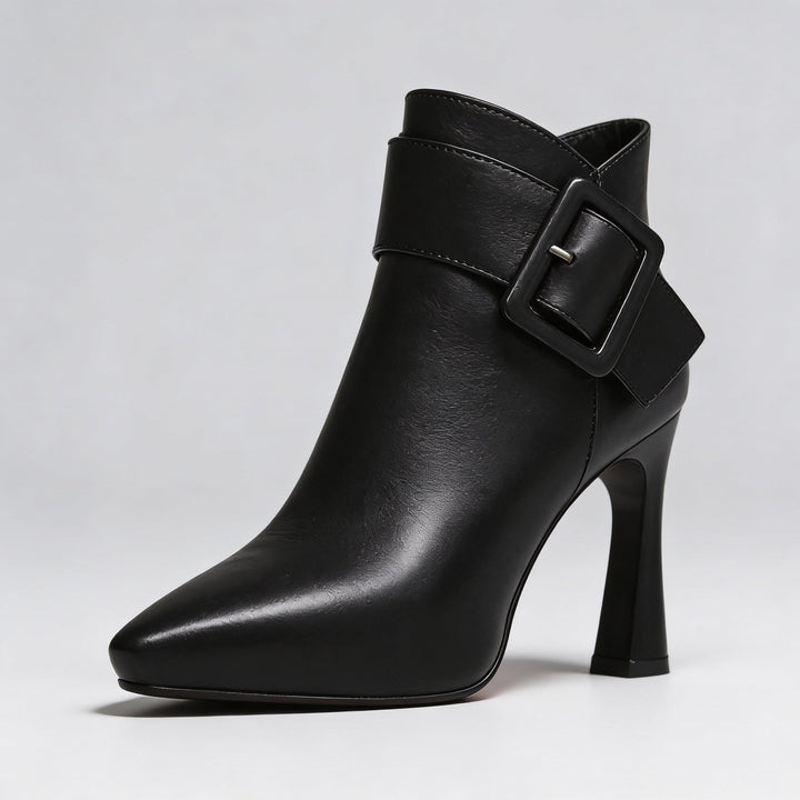 Marley | Heeled Ankle Boots with Oversized Buckle