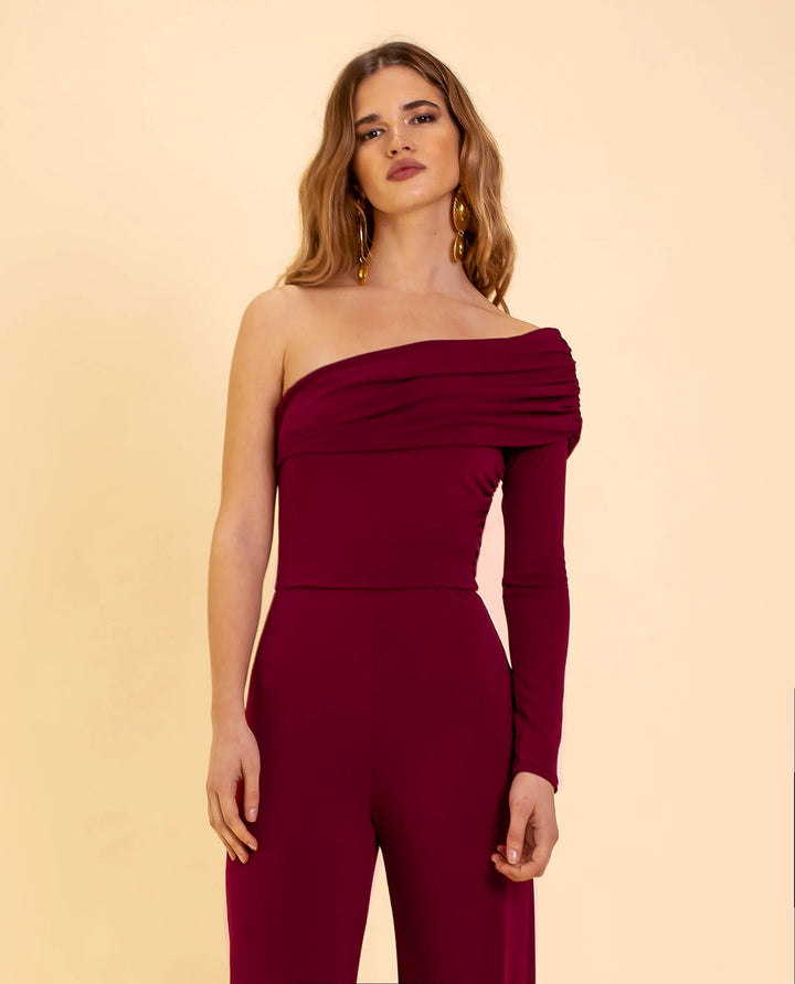 BB™ | Burgundy One-Shoulder Jumpsuit